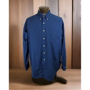 Vintage Ralph Lauren Shirt Mens‎ XL Blue Checked Made In Hong Kong Classic Fit